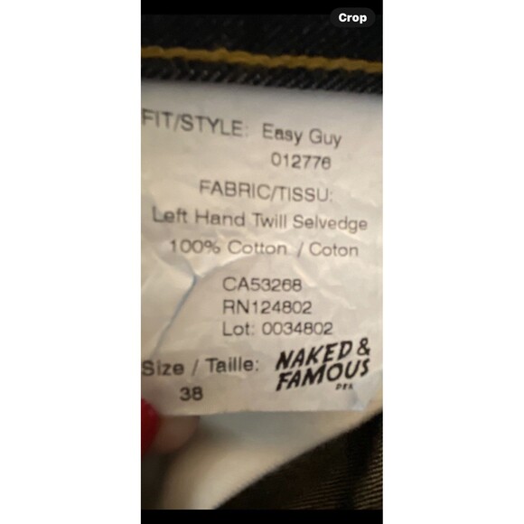 Men’s Naked & Famous Easy Guy Left Hand Twill Selvedge W38 Inseam 32 - Picture 10 of 12